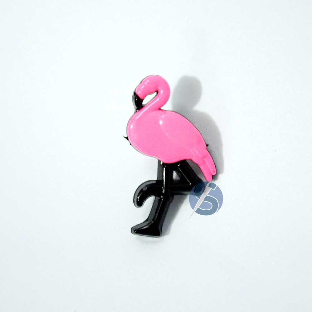 Botão Plástico Flamingo Rosa Chiclete com Preto 25 Unidades