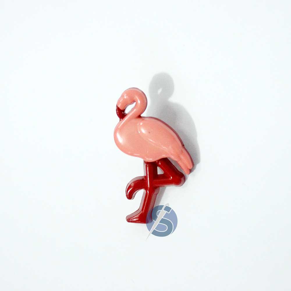 Botão Plástico Flamingo Salmão com Vermelho 25 Unidades