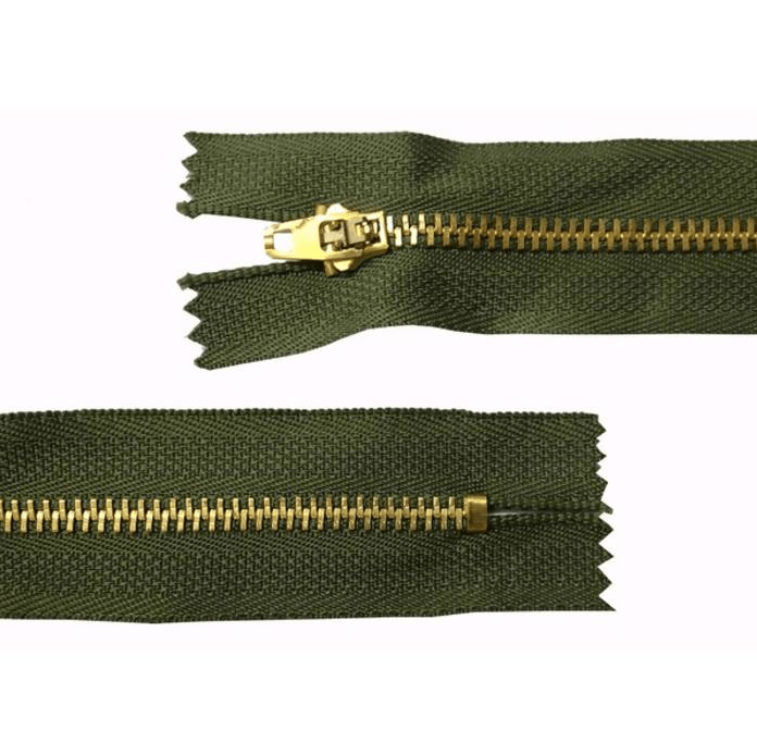 Zíper Metal Dourado Reforçado Verde 15 cm