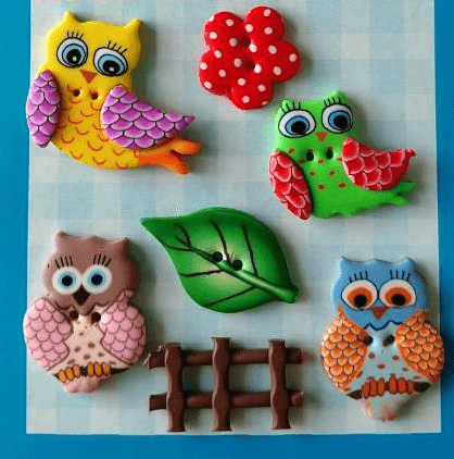 Kit Botão Patchwork Coruja