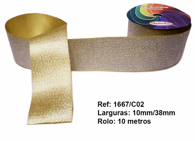 Fita Decorativa Ouro Glitter 38 mm