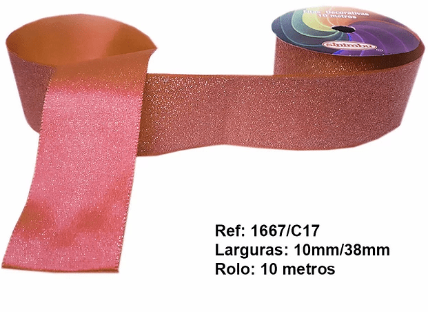 Fita Decorativa Rosê Glitter 38 mm