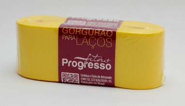 Fita Gorgurão Progresso Para Laços Amarelo Cánario  38mm