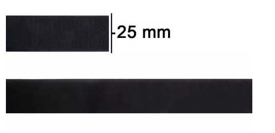 Velcro Adesivo Preto 25 mm Peça De 25 metros