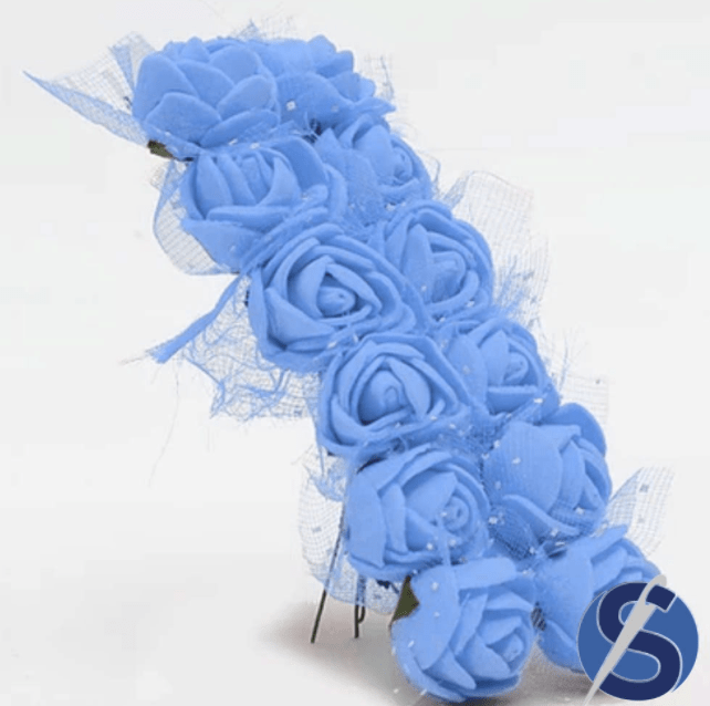 Rosinha EVA Azul Turquesa com Tule Macinho com 12 Unidades