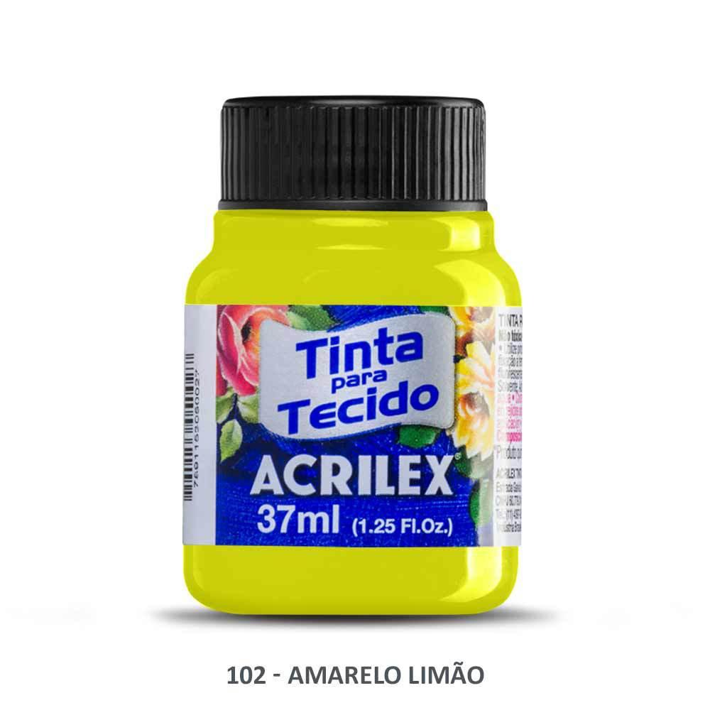 Tinta Acrilex para Tecido Fluorescente 102 Amarelo Limão 37ml