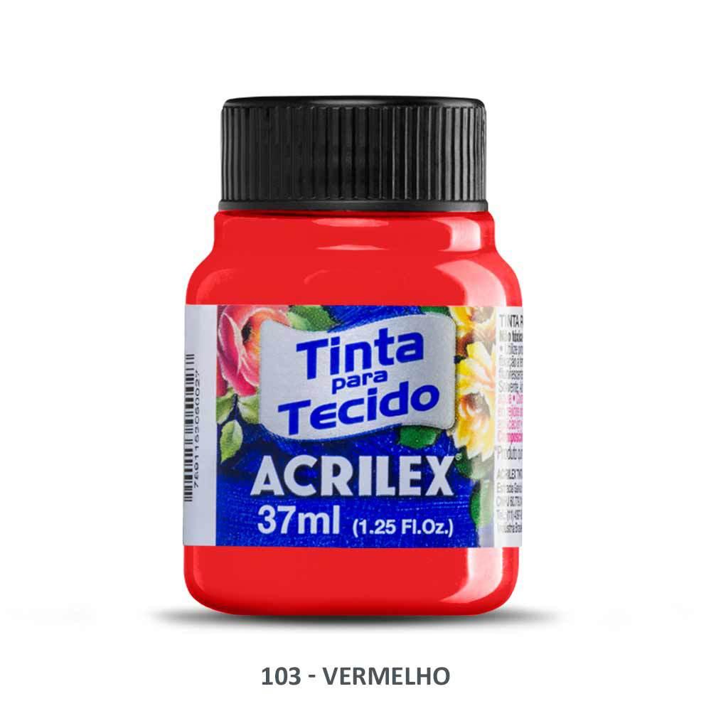 Tinta Acrilex para Tecido Fluorescente 103 Vermelho 37ml
