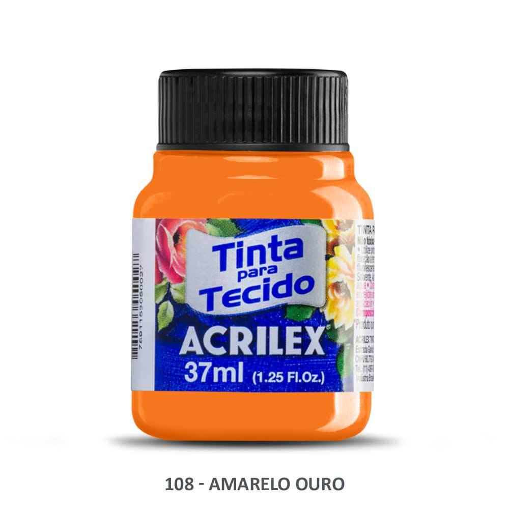 Tinta Acrilex para Tecido Fluorescente 108 Amarelo Ouro 37ml