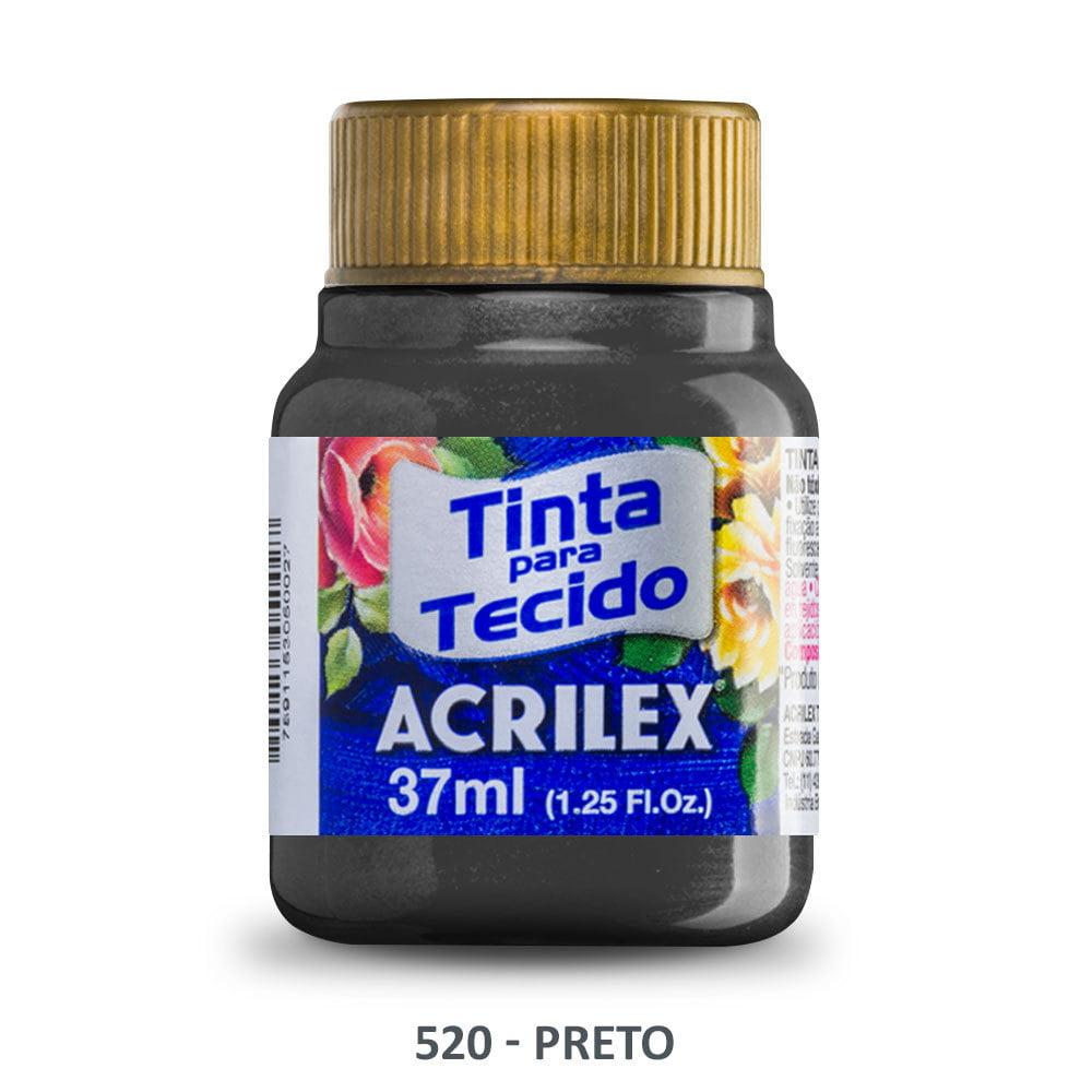 Tinta Acrilex para Tecido Metálica 520 Preto 37ml