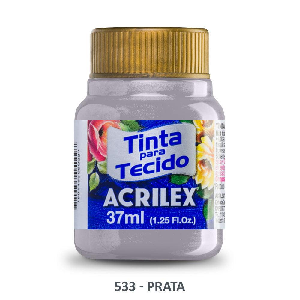 Tinta Acrilex para Tecido Metálica 533 Prata 37ml