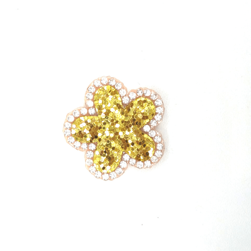 Aplique Flor Glitter Dourado