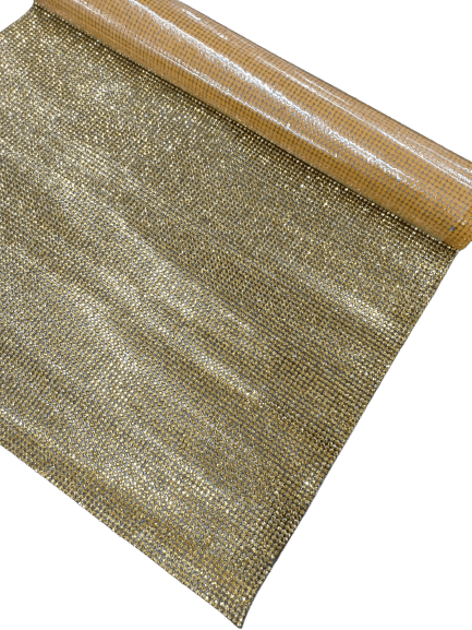 Manta de Strass Dourada Siliconada Rolo com 45cm x 118cm