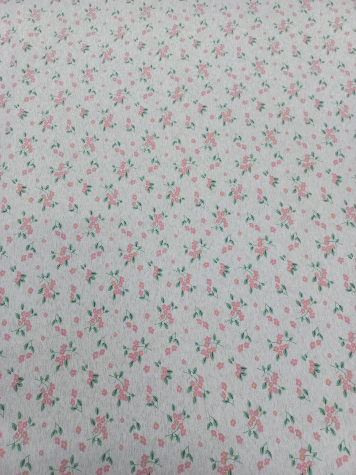 Tecido Cotton Cinza Florzinhas Rosa