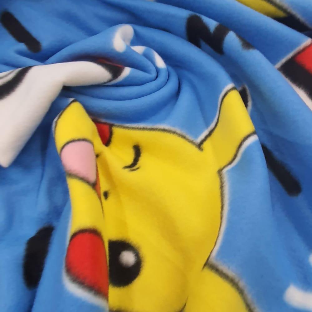 Tecido Pokemon Pikachu F. Azul - 140 cm X 100 cm.
