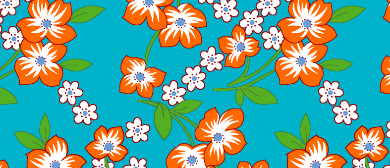  Tecido Chita Azul Flores Ref:2868