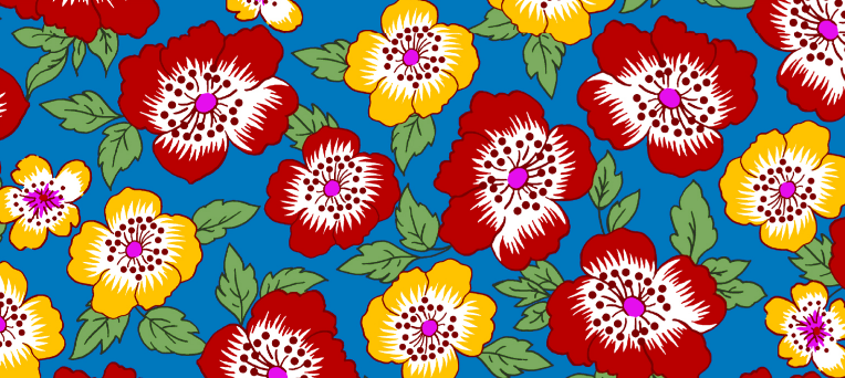 Tecido Chita Azul Flores Ref:2851