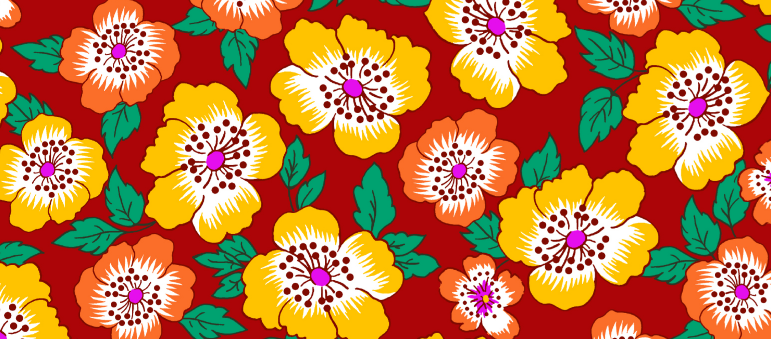  Tecido Chita Vermelho Flores Ref:2851