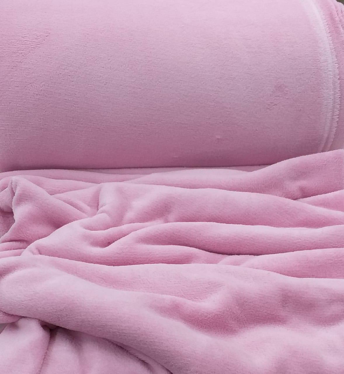 Tecido Manta Fleece Liso Rosa Bebê