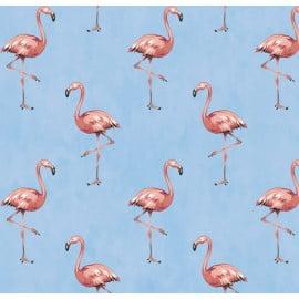 Tecido Tricoline Flamingo Azul