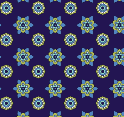 Tecido Tricoline Azul Flores Mandala Ref:5366