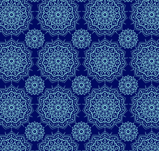 Tecido Tricoline Azul Mandala Ref:2510