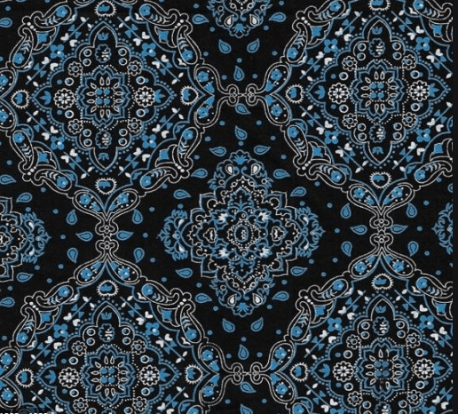 Tecido Tricoline Bandana Preto Com Azul