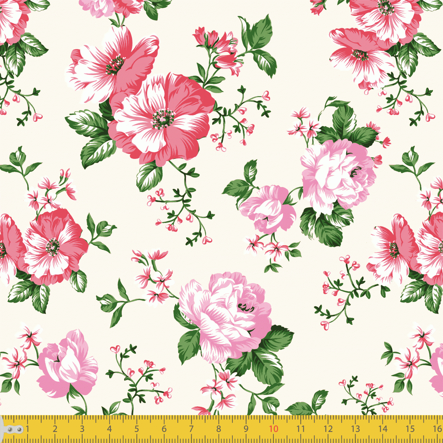 Tecido Tricoline Bege Floral Ref 8046