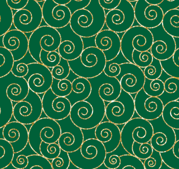 Tecido Tricoline Caracol Natal Verde Com Dourado Ref :1166