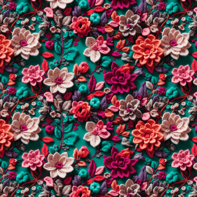 Tecido Tricoline Digital 3D Floral Ref:9017 Cor 426