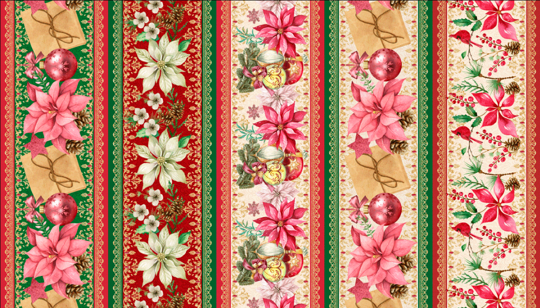 Tecido Tricoline Digital Barrado Flores de Natal Ref:9001 Cor 156