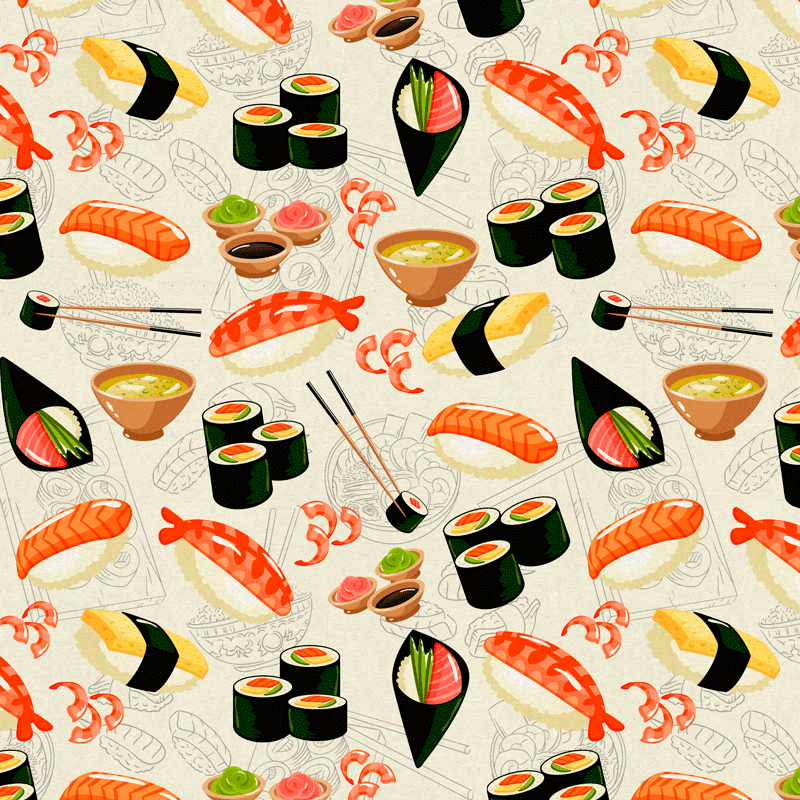 Tecido Tricoline Digital Bege Sushi