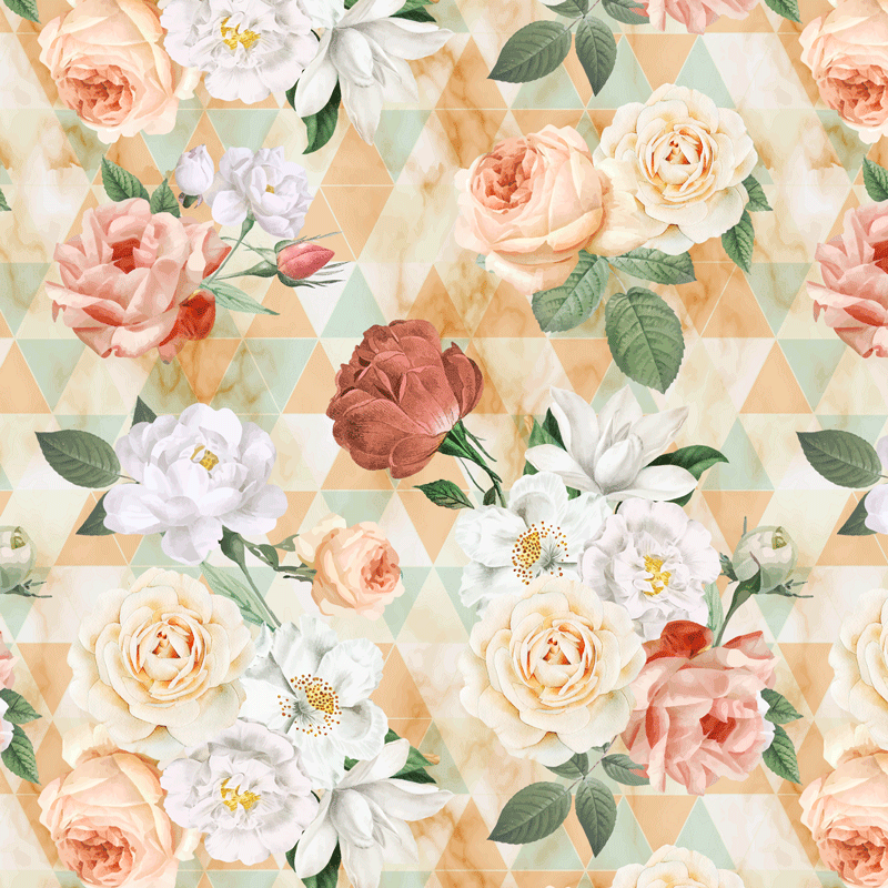 Tecido Tricoline Digital Floral Bege Rosas