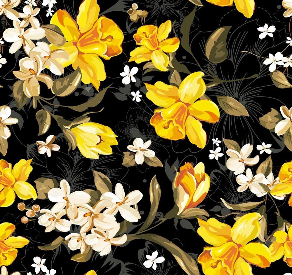 Tecido Tricoline Digital Preto Floral Ref 9005 