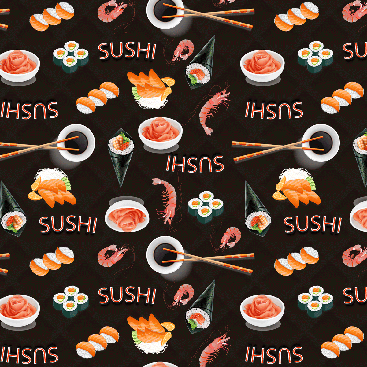 Tecido Tricoline Digital Sushi Ref:9004