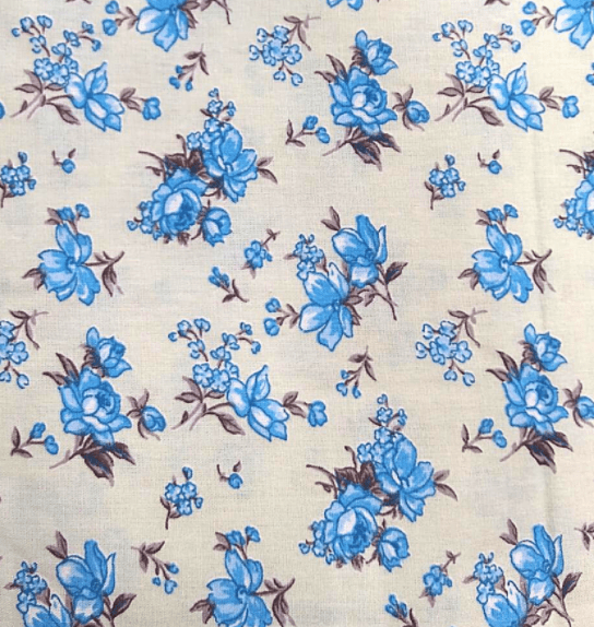 Tecido Tricoline Flores Azul 