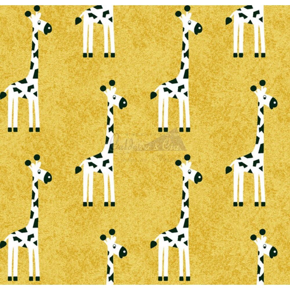 Tecido Tricoline Isabela Girafas Amarelo
