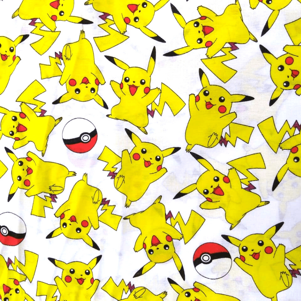 Tecido tricoline estampado pokémon - fundo marinho