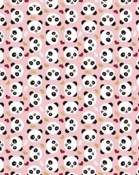 Tecido Tricoline Panda Coração