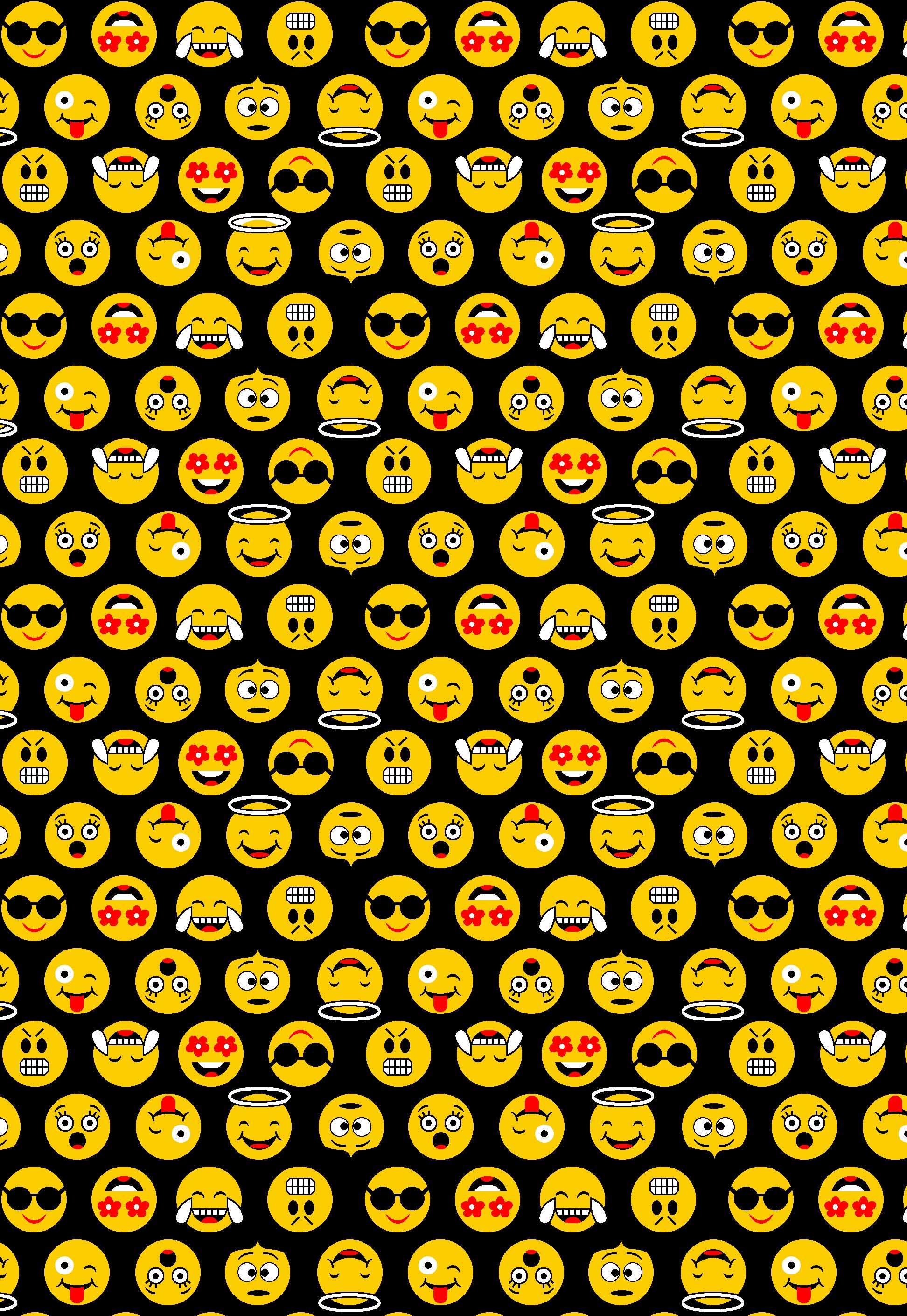 Tecido Tricoline Preto  Emojis