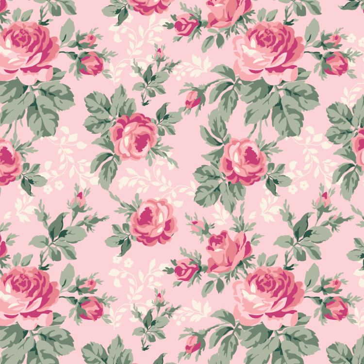 Tecido Tricoline Rosa Floral Ref:8084