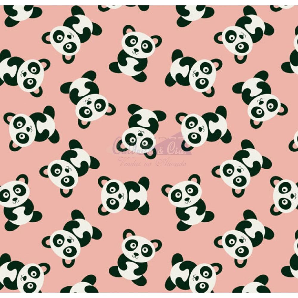 Tecido Tricoline Salmão Pandas