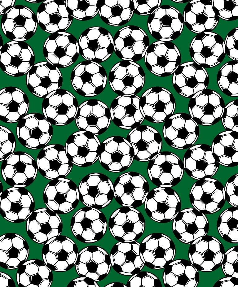 Tecido Tricoline Verde Bolas De Futebol Cor 2266