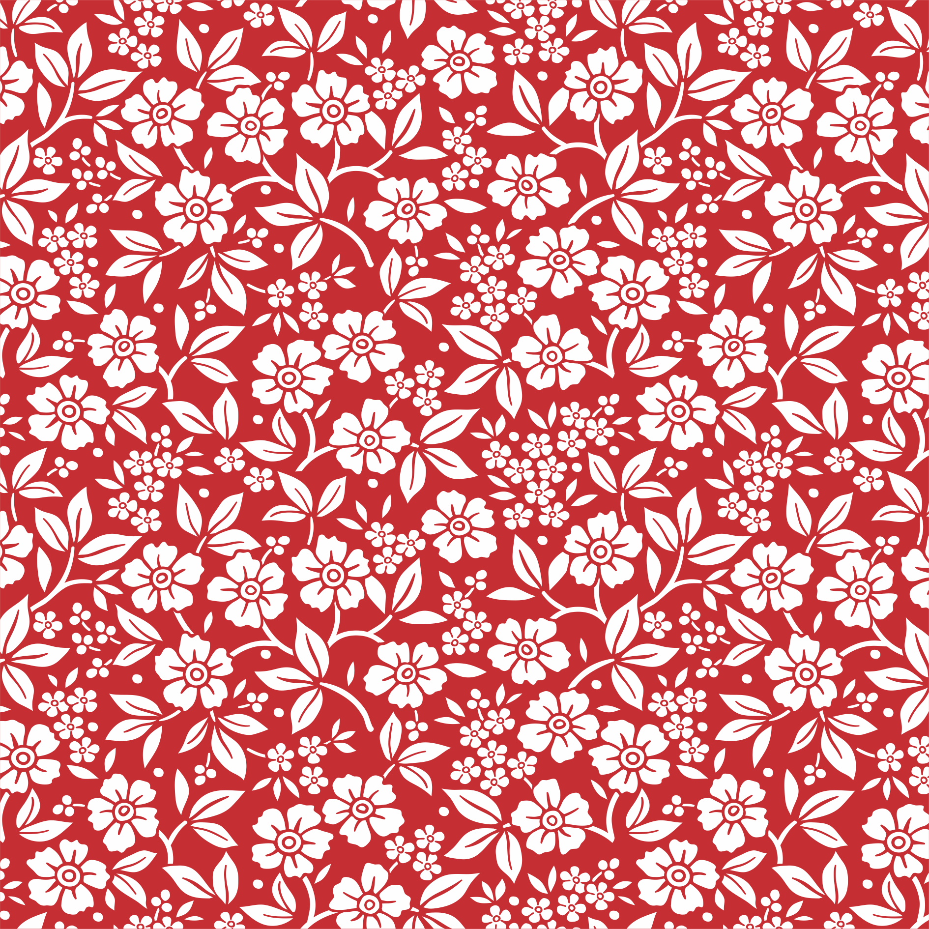 Tecido Tricoline Vermelho Flores e Folhas Ref:1319
