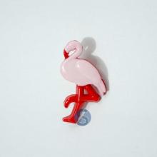Botão Plástico Flamingo Rosa com Vermelho 25 Unidades