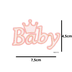 Aplique Termocolante Baby Coroa rosa  3 Unidades Ref:18/3/113
