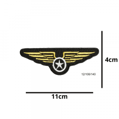Aplique Termocolante Emblema de Aviação Dourada 