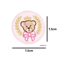 Aplique Termocolante Emblema Real Ursa Rosa 3 Unidades Ref:15/32/113