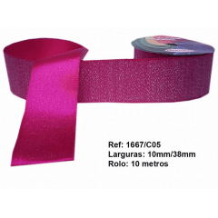 Fita Decorativa Rosa Pink Glitter 38 mm 
