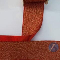 Fita Decorativa Vermelho Glitter Dourado 38 mm  