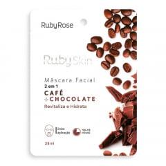Máscara Facial De Tecido Café + Chocolate Ruby Rose 